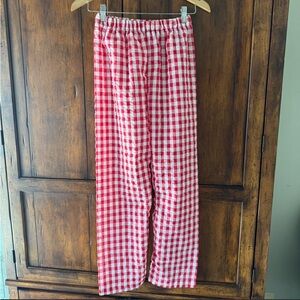 XS Red and white gingham high-waisted straight-leg pants